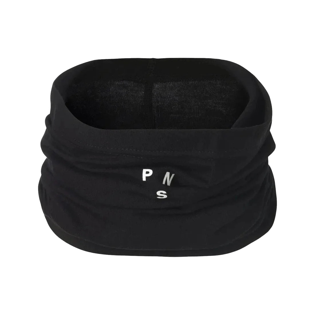 Black neck gaiter with 'PNS' logo on a white background