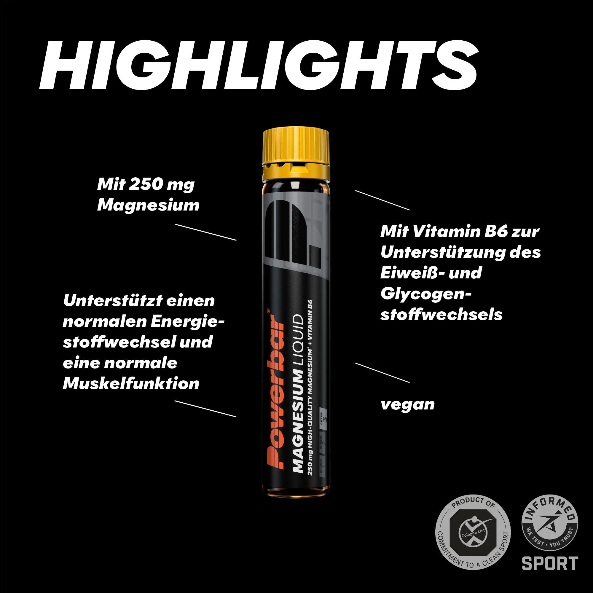 Vitamin supplement bottle with text on a black background
